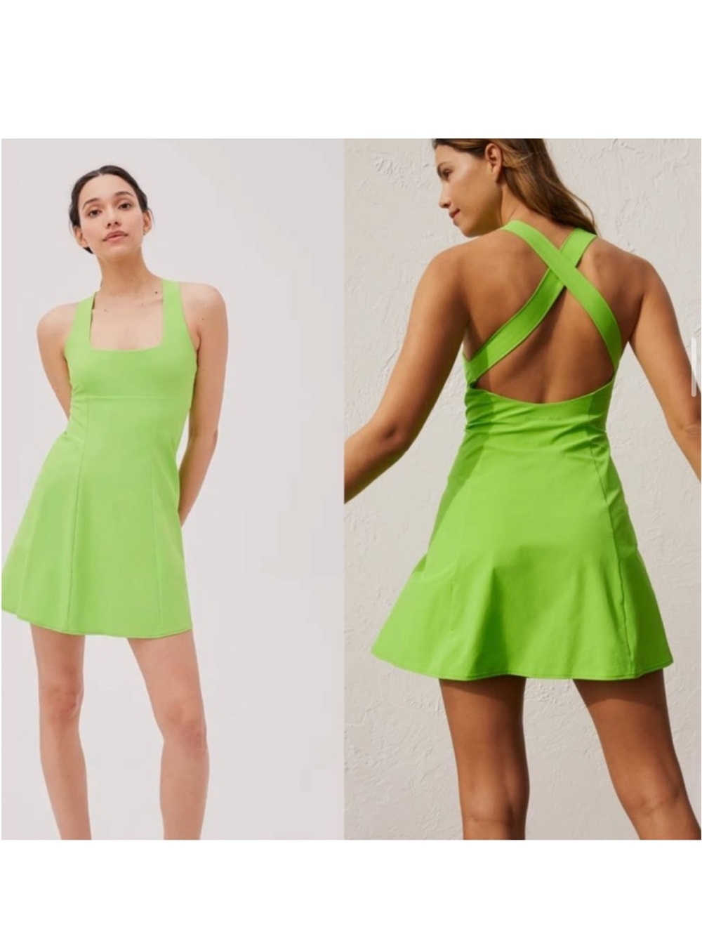Outdoor Voices Lime Green Cross-Back Athletic Skort Mini Dress Medium